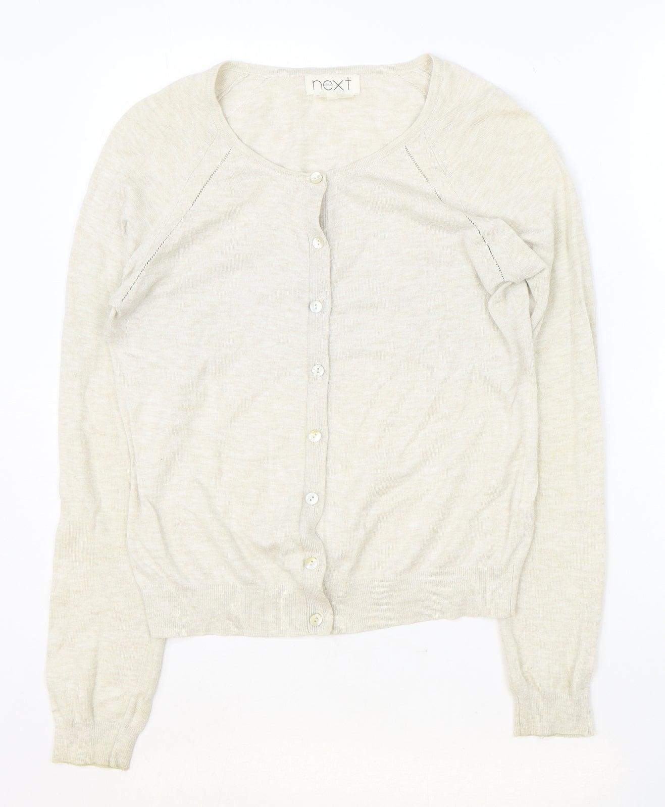 NEXT Womens Beige Scoop Neck Cotton Pullover Jumper Size 10