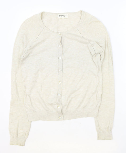 NEXT Womens Beige Scoop Neck Cotton Pullover Jumper Size 10