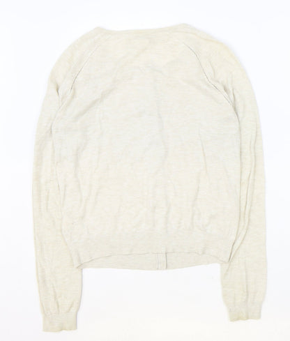 Next Womens Beige Scoop Neck Cotton Pullover Jumper Size 10