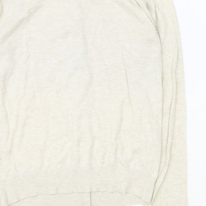 Next Womens Beige Scoop Neck Cotton Pullover Jumper Size 10