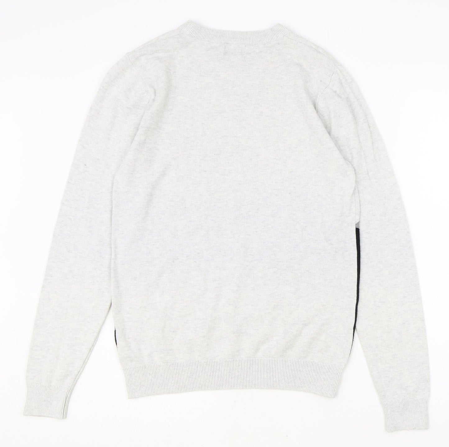 NEXT Womens Grey Round Neck 100% Cotton Pullover Jumper Size S - Colourblock
