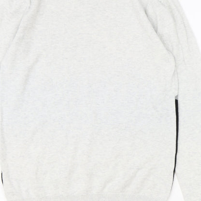 Next Womens Grey Round Neck 100% Cotton Pullover Jumper Size S - Colourblock