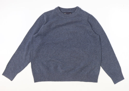 Marks and Spencer Womens Blue Round Neck Polyester Pullover Jumper Size M
