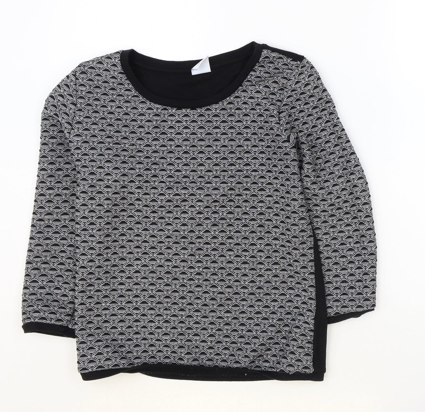 Vera Moda Womens Black Scoop Neck Geometric Polyester Pullover Jumper Size S