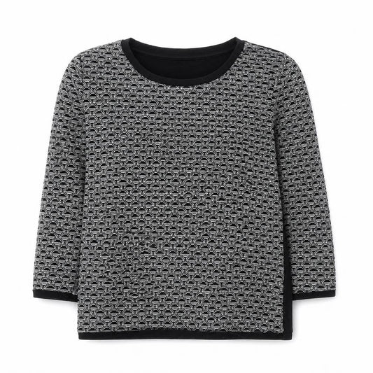 Vera Moda Womens Black Scoop Neck Geometric Polyester Pullover Jumper Size S