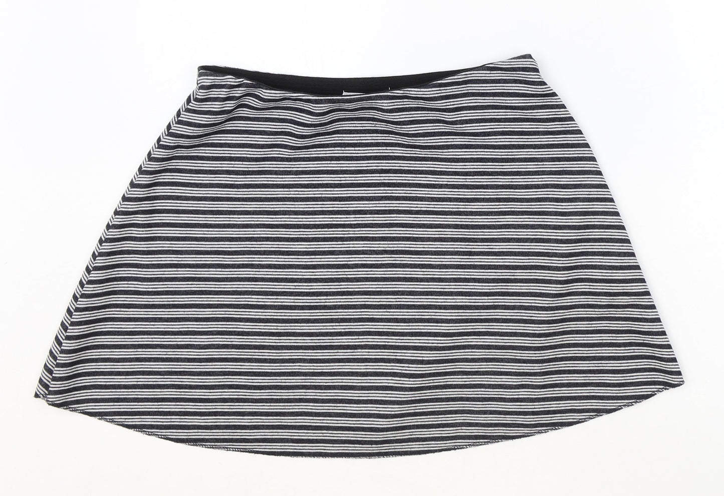 Zara Womens Black Striped Polyester Skater Skirt Size S