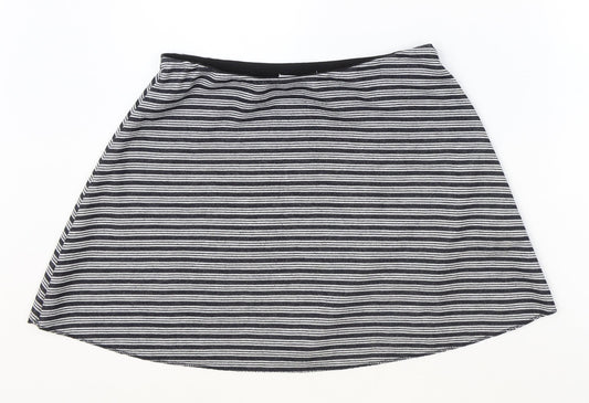 Zara Womens Black Striped Polyester Skater Skirt Size S