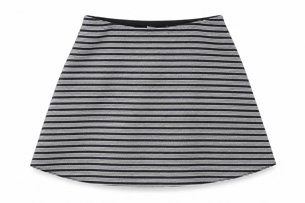 Zara Womens Black Striped Polyester Skater Skirt Size S