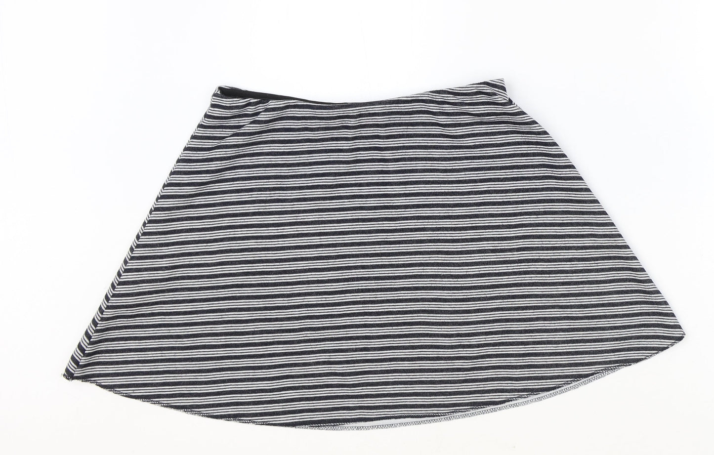 Zara Womens Black Striped Polyester Skater Skirt Size S