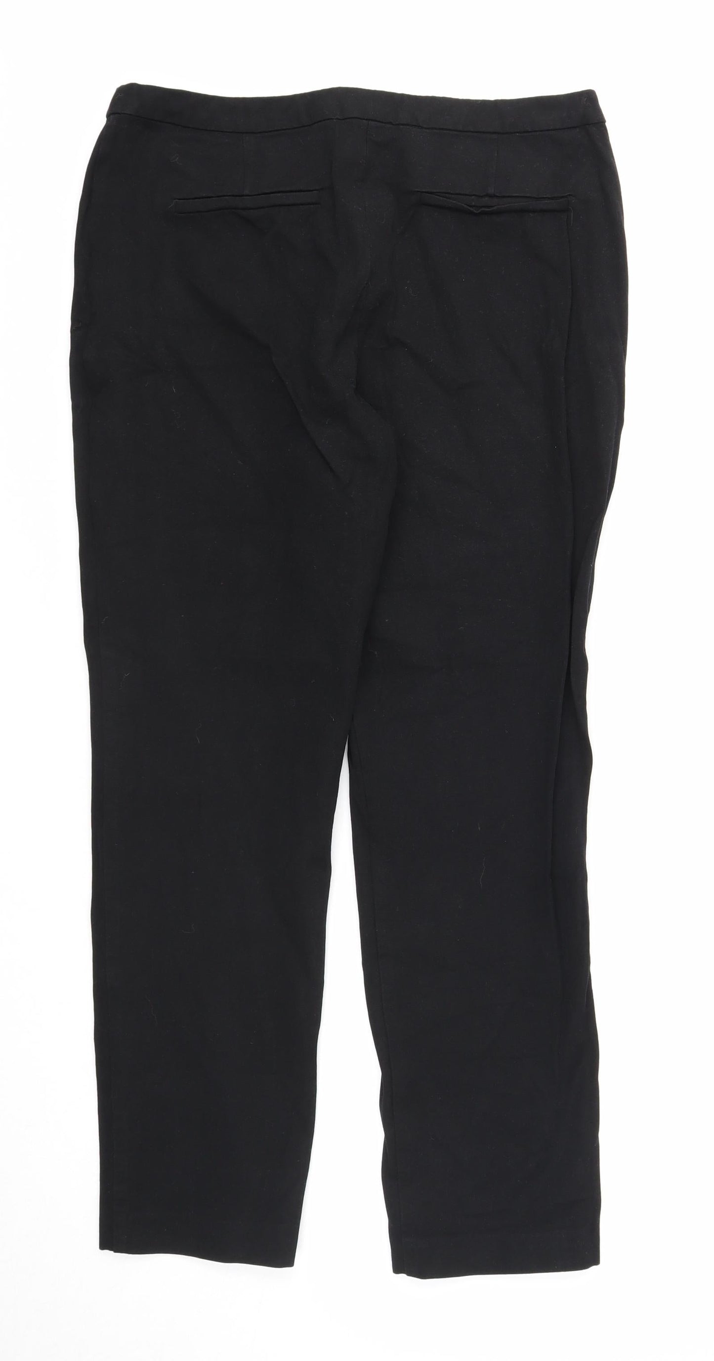 John Lewis Womens Black Cotton Dress Pants Trousers Size 12 Regular Zip