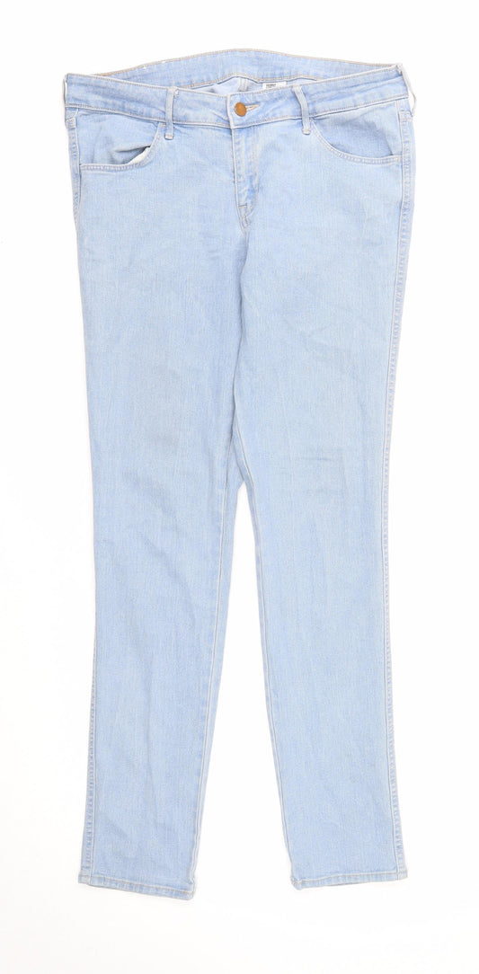 &Denim Womens Blue Cotton Skinny Jeans Size 32 in Regular Zip