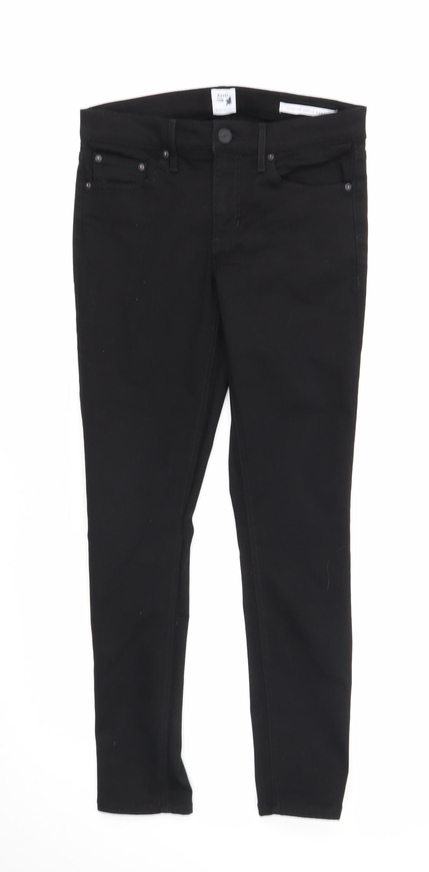 Preworn Womens Black Cotton Skinny Jeans Size 28 in Regular Zip