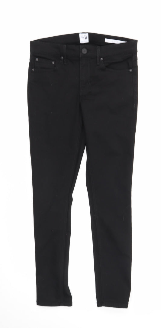 Preworn Womens Black Cotton Skinny Jeans Size 28 in Regular Zip