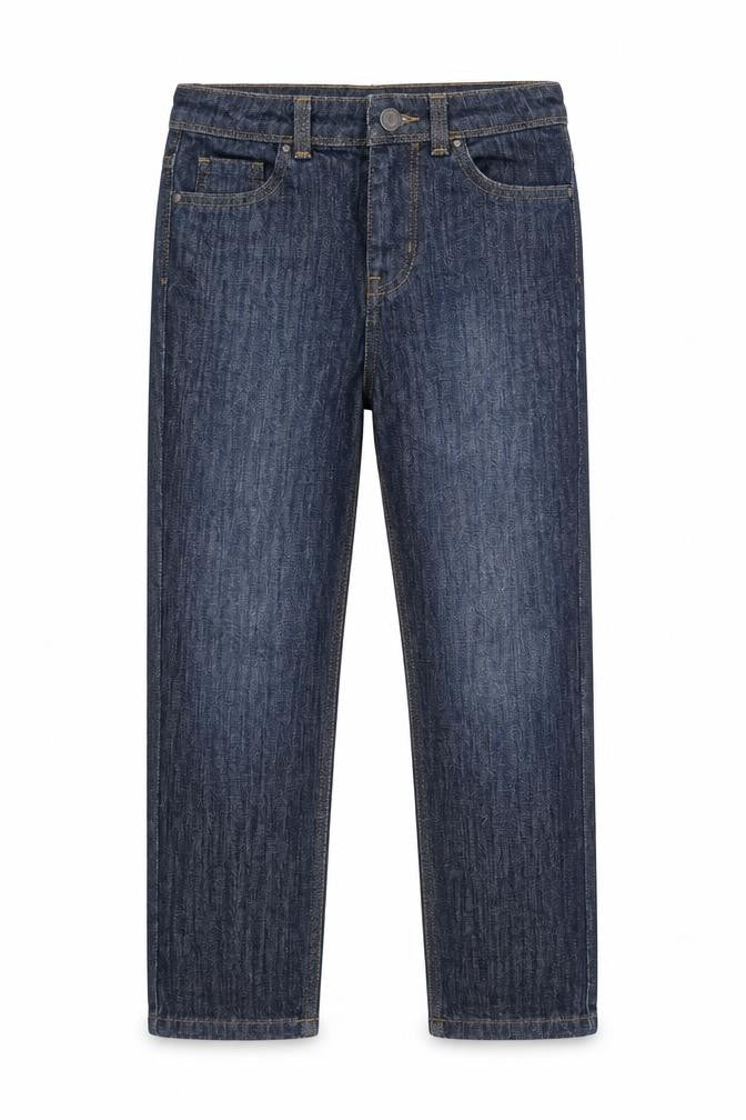 Denim & Co. Girls Blue Cotton Straight Jeans Size 6-7 Years Regular Zip