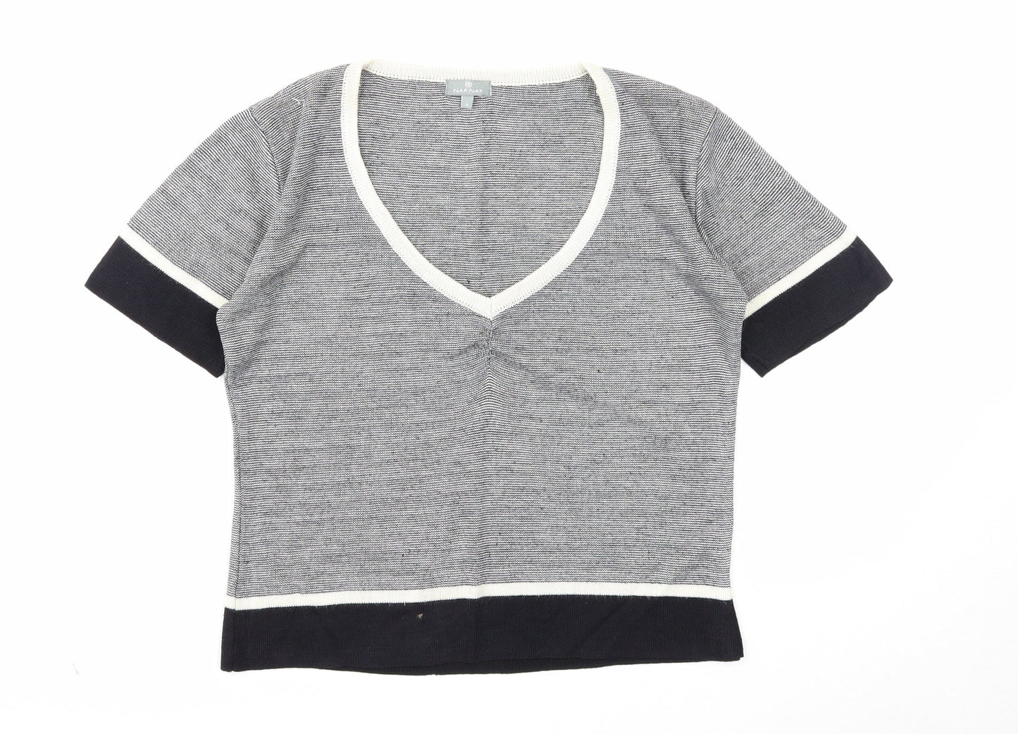NAF NAF Womens White V-Neck Acrylic Pullover Jumper Size L