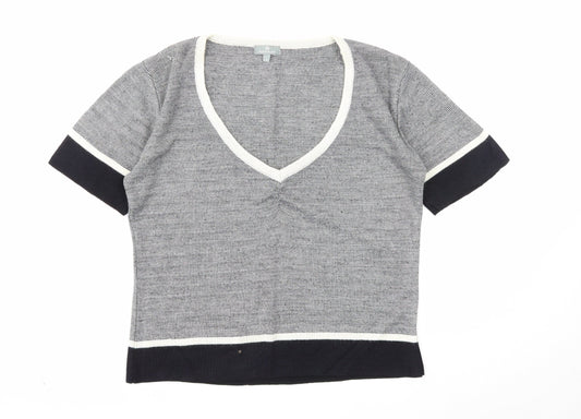 NAF NAF Womens White V-Neck Acrylic Pullover Jumper Size L