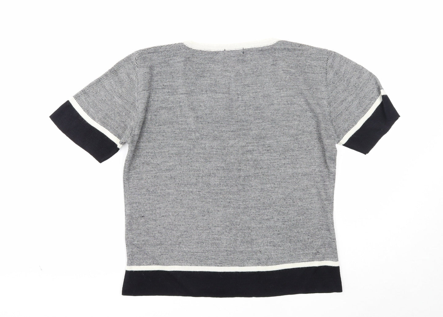 NAF NAF Womens White V-Neck Acrylic Pullover Jumper Size L