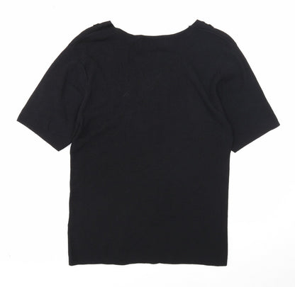 Pure & Natural Womens Black V-Neck Rayon Pullover Jumper Size 14