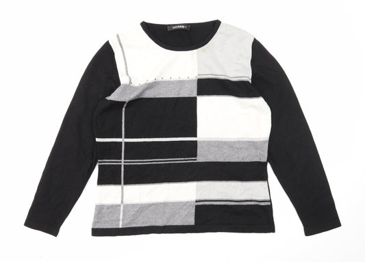GolleHaug Womens Black Round Neck Modal Pullover Jumper Size 10