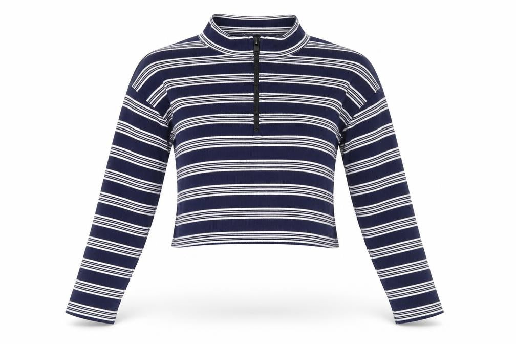 Nasty Gal Womens Blue High Neck Striped Polyester Pullover Jumper Size 8