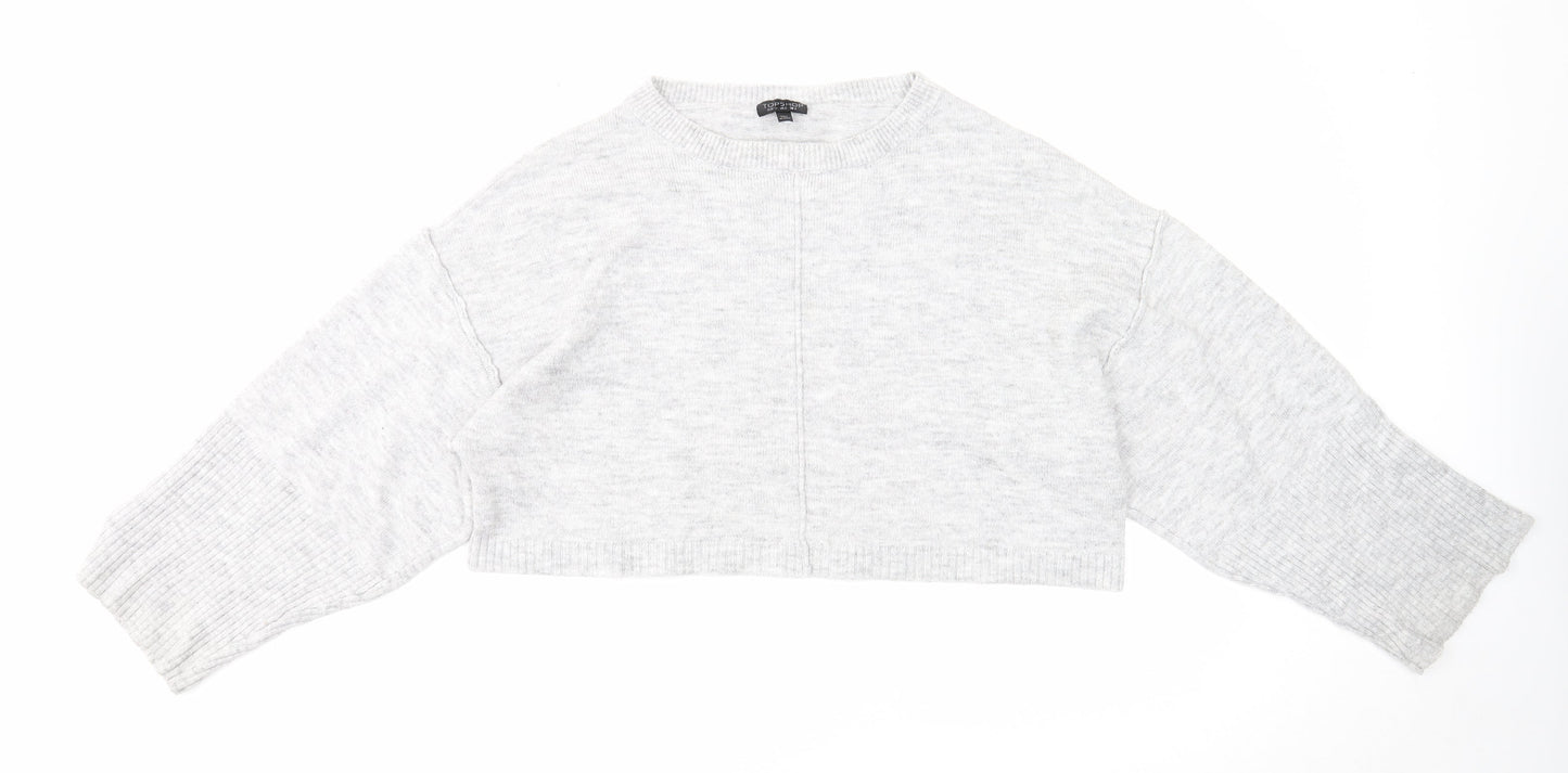 Topshop Womens Grey Round Neck Acrylic Pullover Jumper Size 6