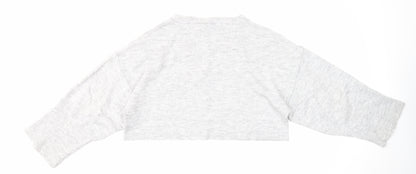 Topshop Womens Grey Round Neck Acrylic Pullover Jumper Size 6