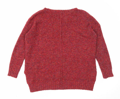 Marks & Spencer Womens Red Boat Neck Polyester Pullover Jumper Size M