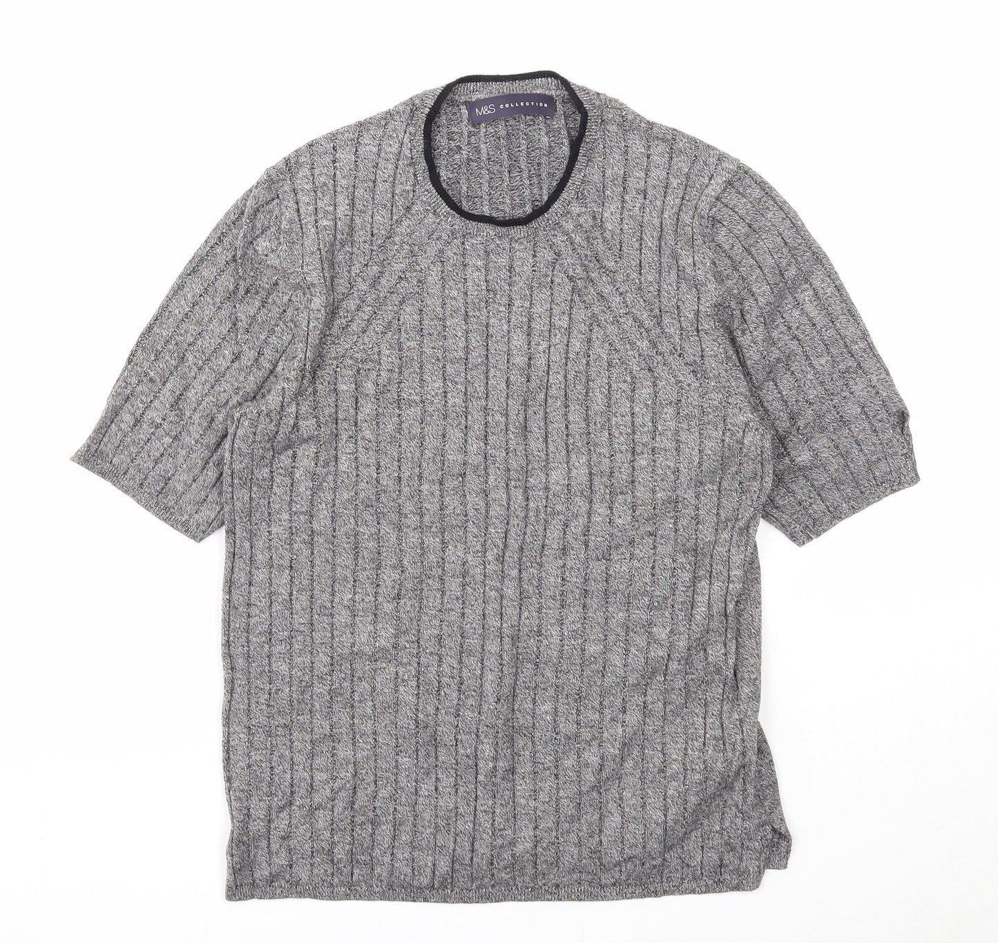 Marks and Spencer Womens Grey Round Neck Viscose Pullover Jumper Size 12