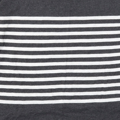 Mango Womens Grey Round Neck Striped Acrylic Pullover Jumper Size S