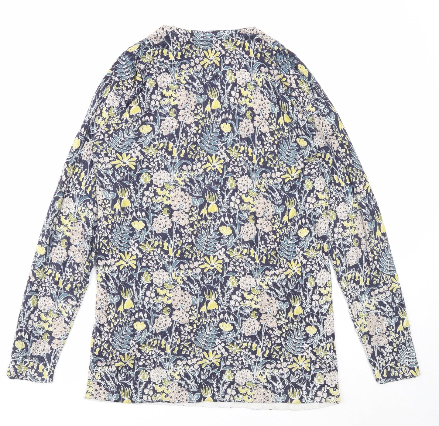 NEXT Womens Blue V-Neck Geometric Cotton Pullover Jumper Size 10