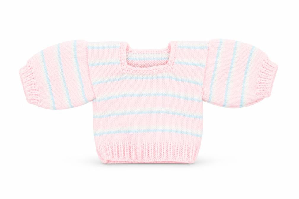 Preworn Girls Pink Striped Cotton Pullover Jumper Size 0-3 Months Pullover