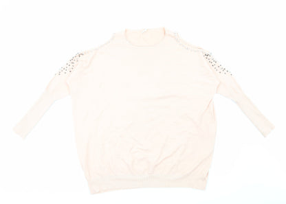 Tu Womens Pink Round Neck Viscose Pullover Jumper Size L