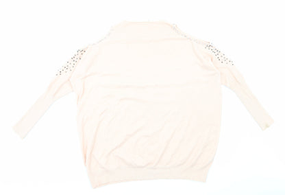 Tu Womens Pink Round Neck Viscose Pullover Jumper Size L