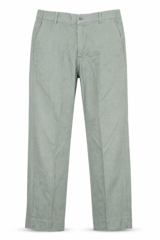 Double TWO Mens Green Cotton Chino Trousers Size L Regular Zip