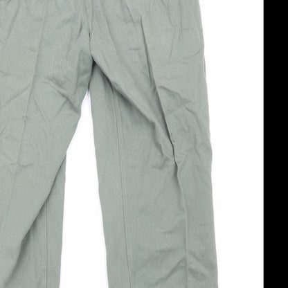 Double TWO Mens Green Cotton Chino Trousers Size L Regular Zip