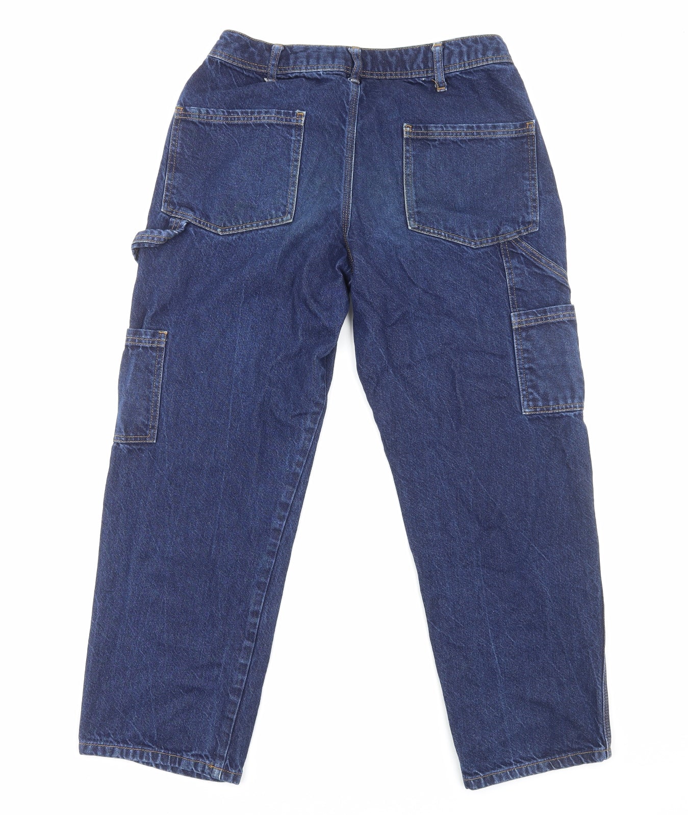 Topshop Mens Blue Cotton Straight Jeans Size M L30 in Regular Button