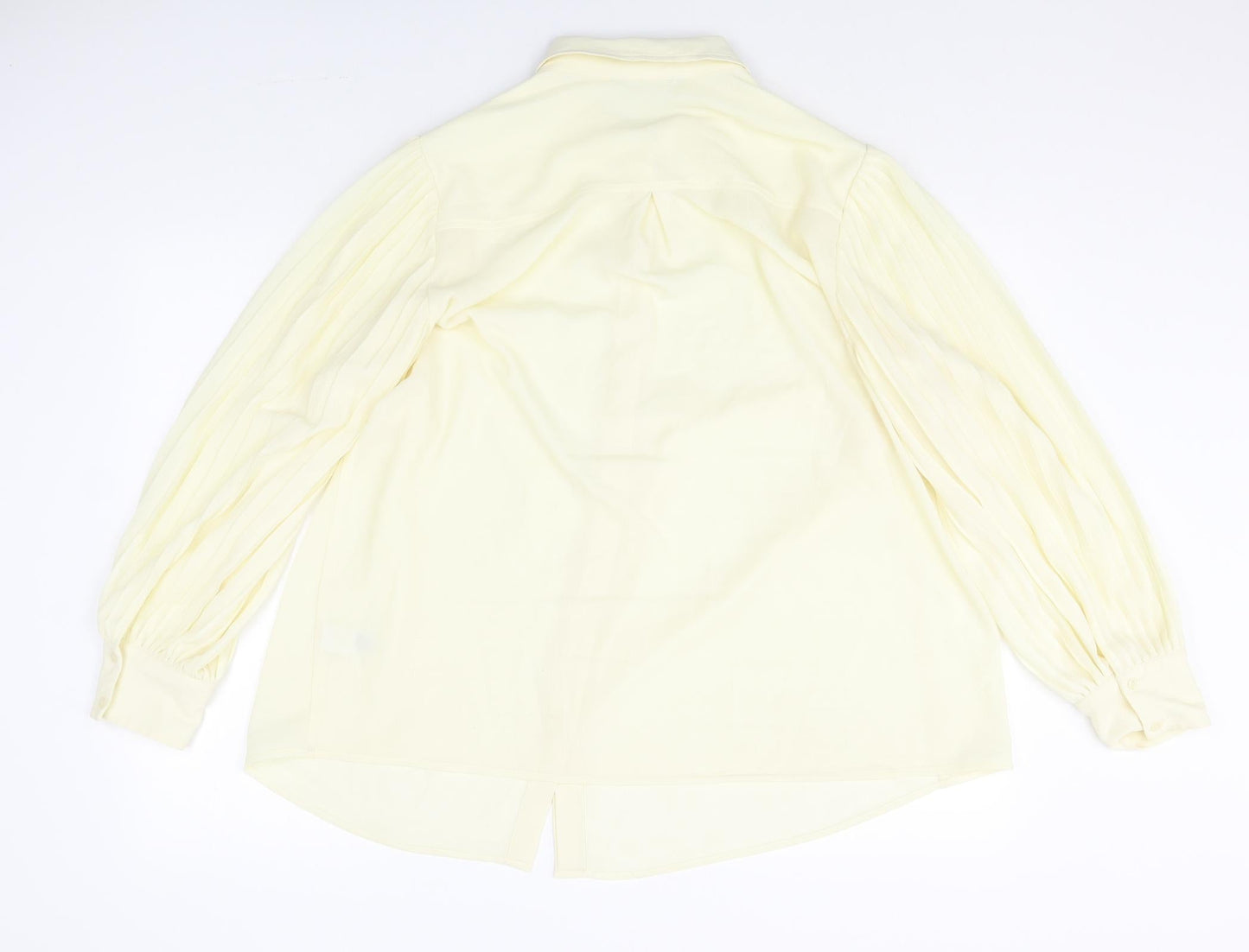 Marks and Spencer Womens Yellow Polyester Basic Button-Up Size 16 Collared