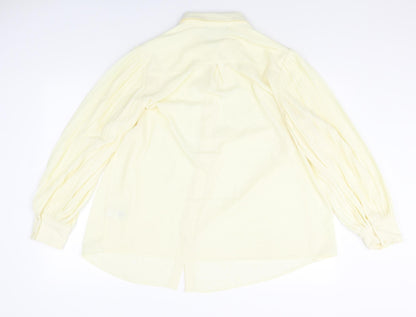 Marks & Spencer Womens Yellow Polyester Basic Button-Up Size 16 Collared