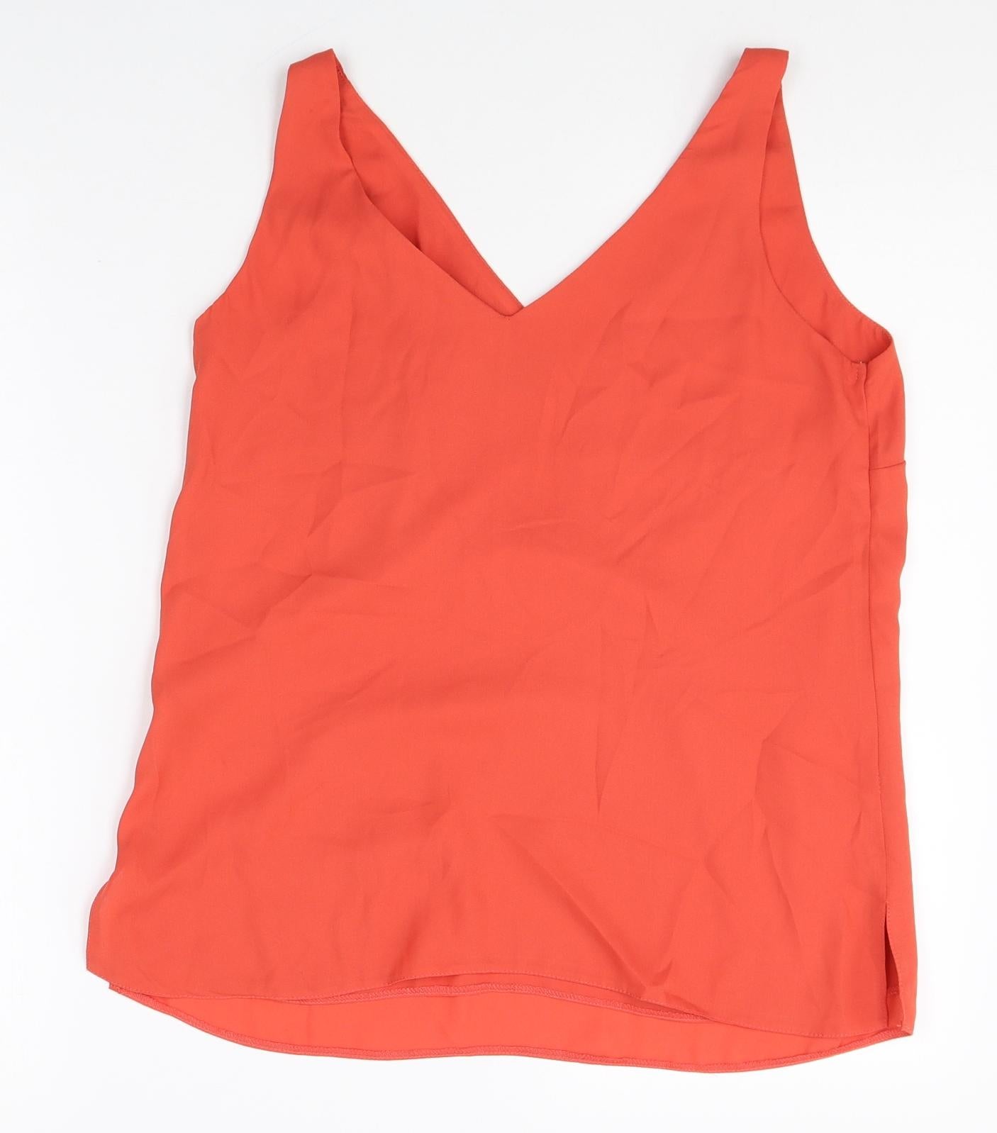 Wallis Womens Red Polyester Basic Tank Size 8 V-Neck