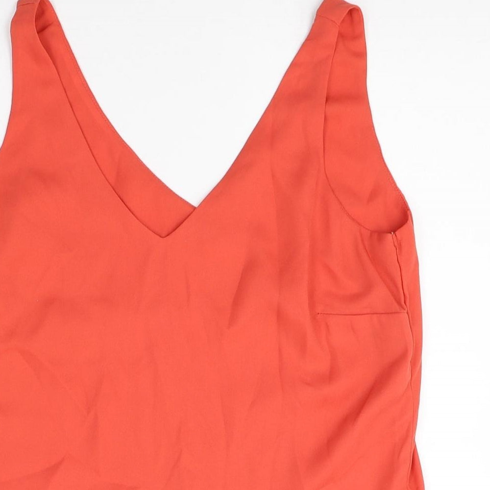Wallis Womens Red Polyester Basic Tank Size 8 V-Neck