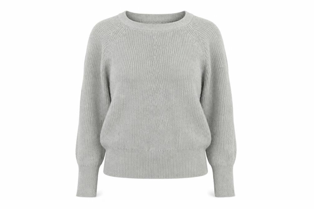 C Womens Grey Round Neck Acrylic Pullover Jumper Size S