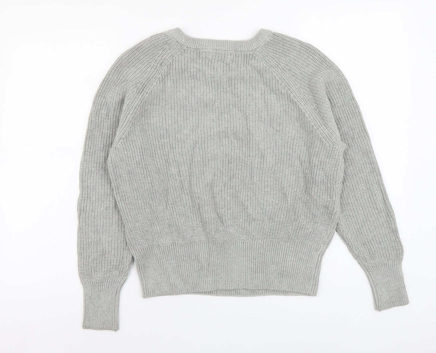 C Womens Grey Round Neck Acrylic Pullover Jumper Size S