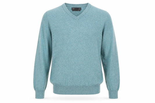 Marks & Spencer Mens Green V-Neck Cotton Pullover Jumper Size S Long Sleeve