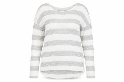 Next Womens Grey Scoop Neck Striped Viscose Pullover Jumper Size 14