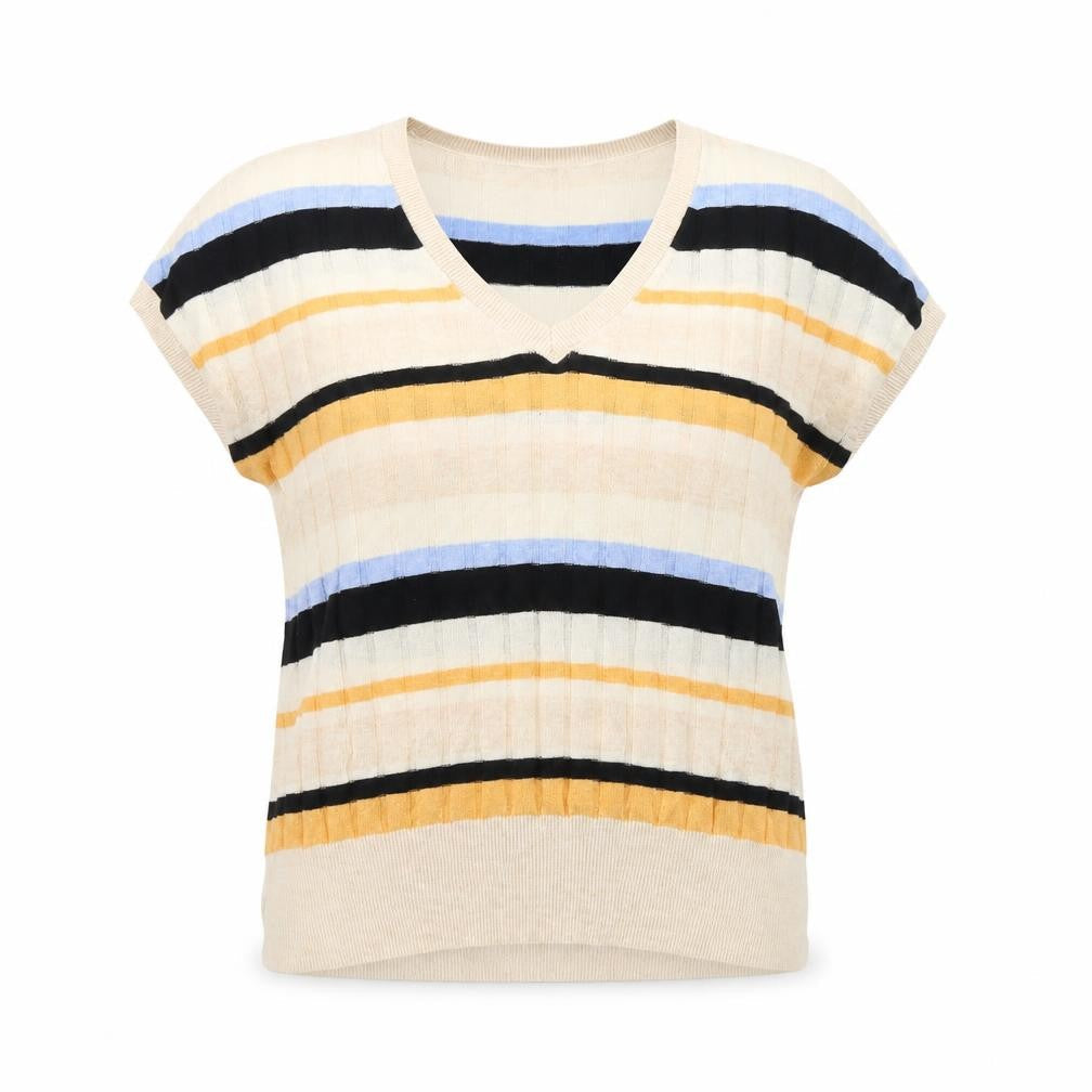 Marks & Spencer Womens Multicoloured Scoop Neck Striped Viscose Pullover Jumper Size L