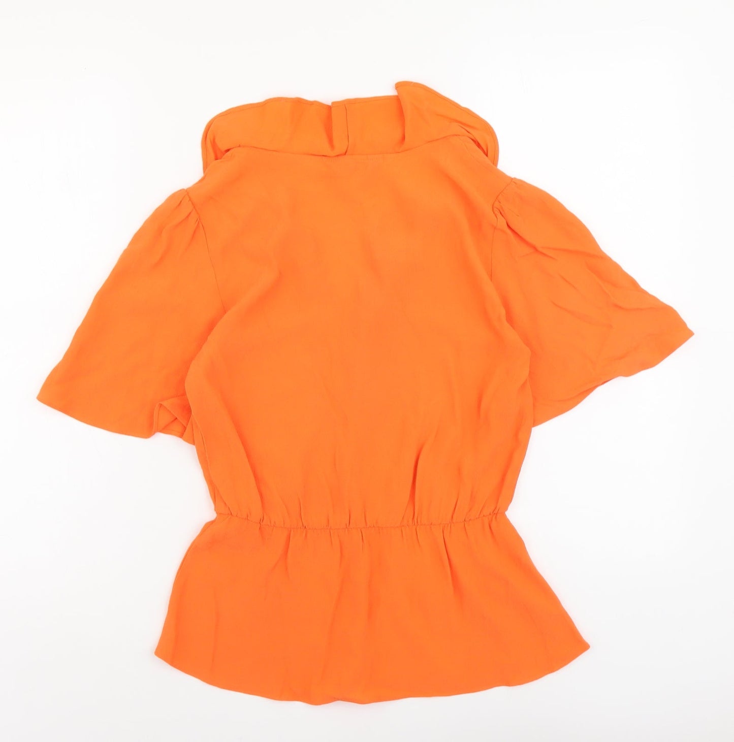 Marks and Spencer Womens Orange Viscose Basic Blouse Size 6 V-Neck