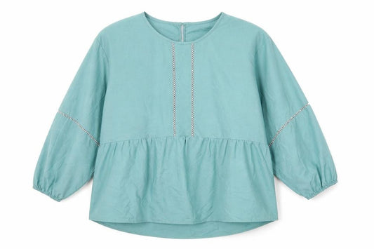Marks and Spencer Womens Blue Cotton Basic Blouse Size 12 Scoop Neck - Smock