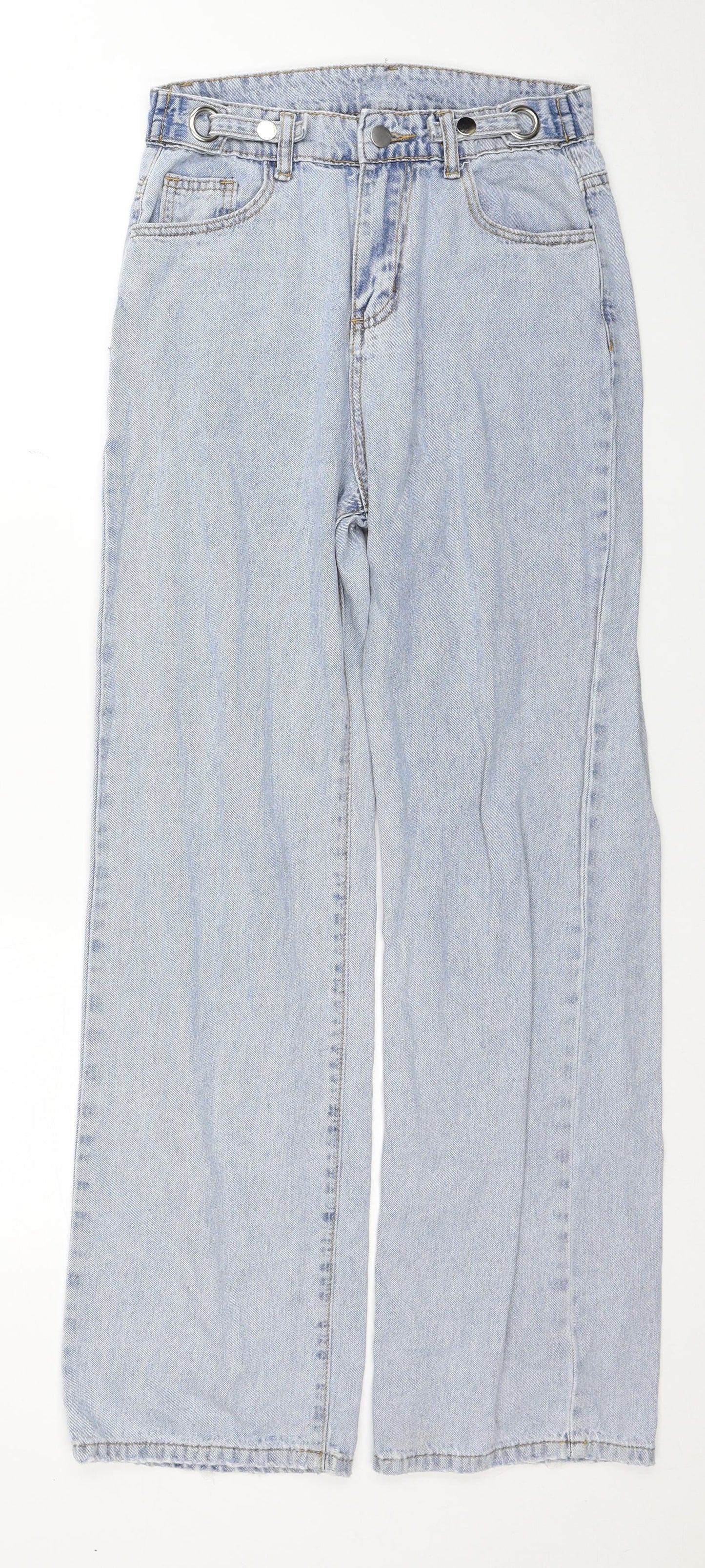 Preworn Womens Blue Cotton Mom Jeans Size 26 in Regular Zip