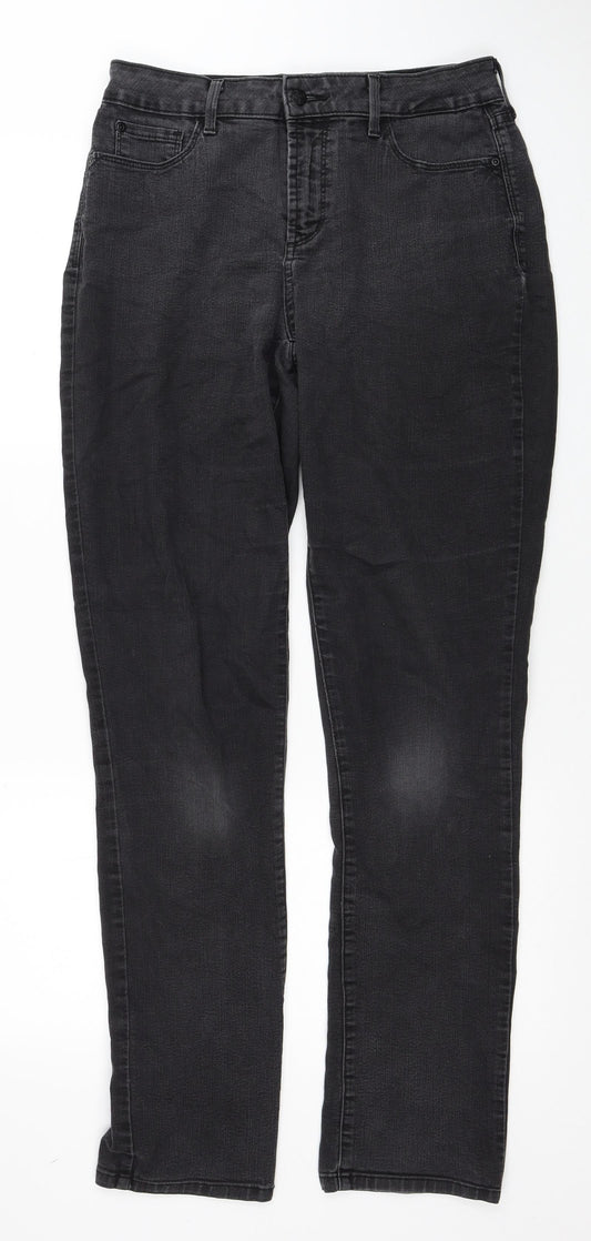 YNDJ Womens Black Cotton Straight Jeans Size 10 Regular Zip