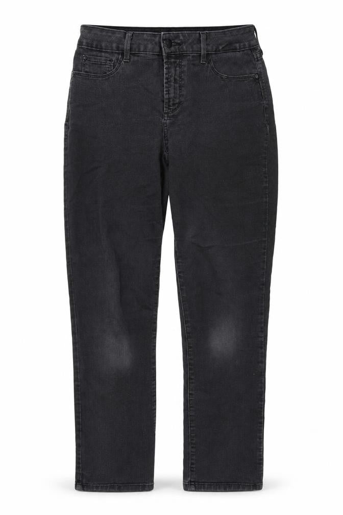 YNDJ Womens Black Cotton Straight Jeans Size 10 Regular Zip